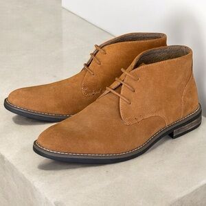 Bruno Marc Tan Suede Chukka Boots Men’s Sz 7 Lace Up Leather Lined Round Toe
